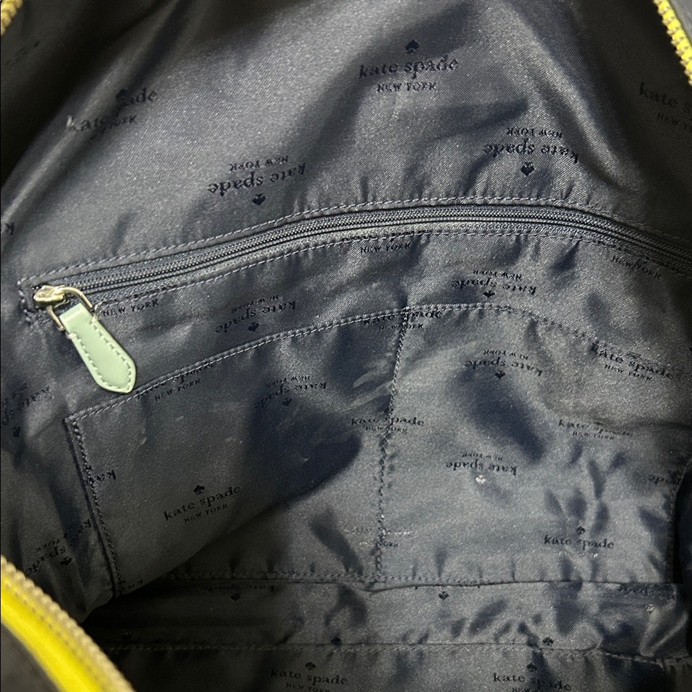 kate spade nylon weekender bag in navy w/ light blue handles and yellow accents - Picture 5 of 8
